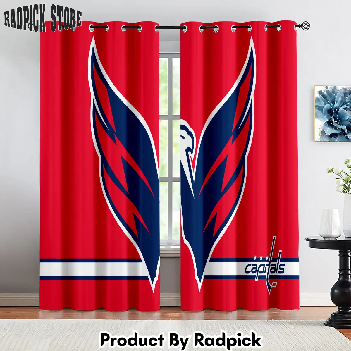 Radpick washington capitals hockey league curtains drapes for window treatment set 1 pyl rp852163